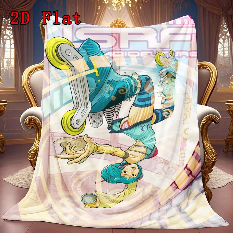 Roller-Skating Girl 2D Flat Pattern Flannel Blanket High quality All Seasons Warmth and Comfort Perfect for Christmas Gifts.MMT0918550