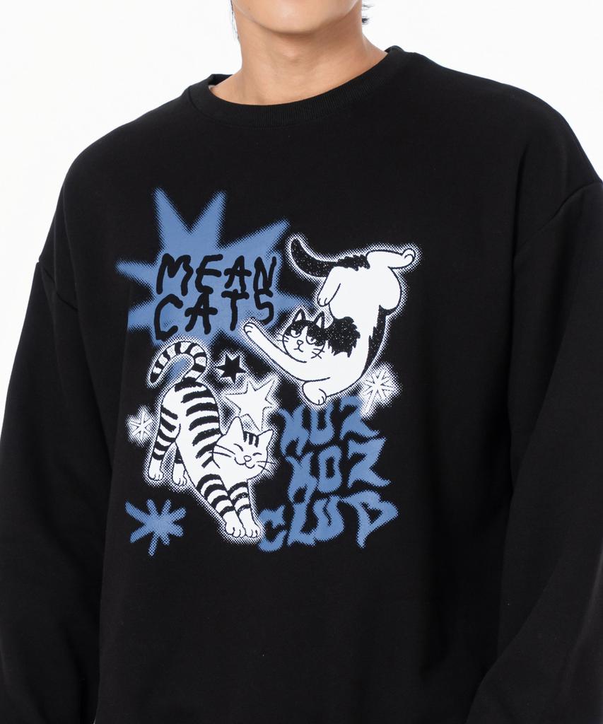 MOZMOZ Mincats Graphic Oversized Sweatshirt Black
