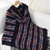 Women Pullover Sweater Hooded Batwing Half Sleeve Tassel Knitting Cape Colorful Striped Asymmetric