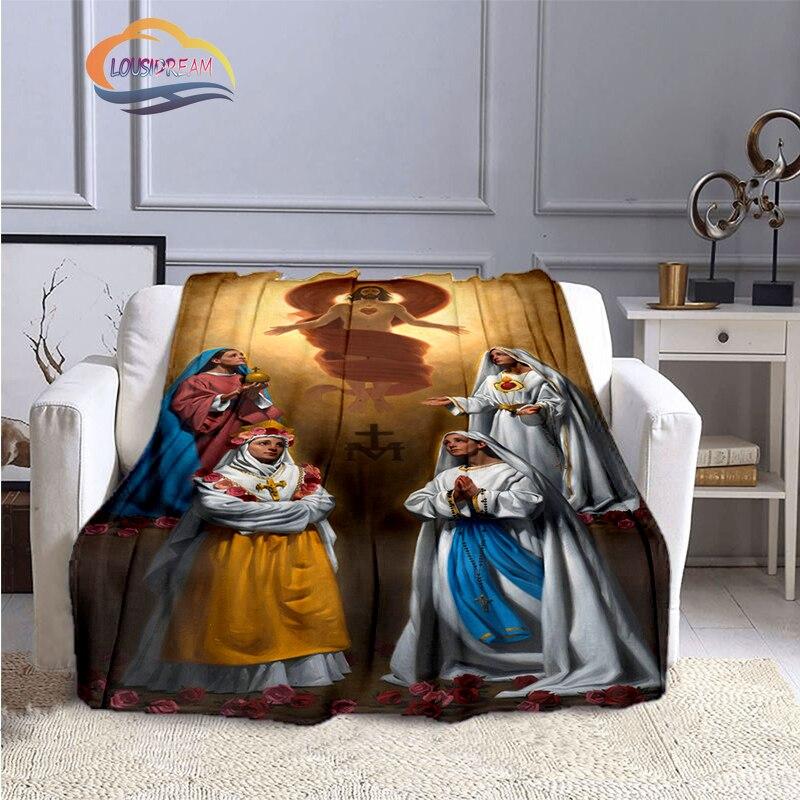 Одеяла с 3D принтом Христа Пресвятой Девы Марии, модные фланелевые кашемировые одеяла, модные религиозные мягкие покрывала, диванные одеяла