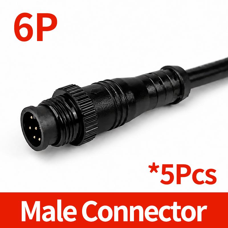 M12 IP65 Waterproof Metal Panel Mount Connector 2 3 4 5 6 8 Pin Female Socket Male Plug Pigtail Cable 5PCS 5 Matched Set Choices