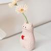 Love Heart Cat Flower Vase Resin Handmade Cartoon Kitten Floral Plants Holder Container Home Office Centerpiece Desktop Decoration