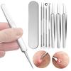 Набор из 7 инструментов для удаления черных точек из нержавеющей стали, набор игл для удаления черных точек на лице, носу, акне, для профессионального удаления белых угрей