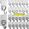 2/20pcs Waterproof Adhesive Wall Hooks Stainless Steel Heavy Duty Wall Hanger Hook Bathroom Kitchen Organization Storage Rack