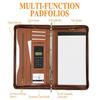 Portfolios  Organizer 4-Ring Binder Leather  A4 Zippered Padfolio with 10 Inch Tablet  Solar Calculator Card Storage and Writing Pad