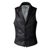 Мужской жилет, однобортный однобортный однотонный жилет из искусственной замши с отложным воротником, осенне-зимняя куртка без рукавов, уличная одежда