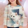 Autumn Children 's Clothing For Girls Animal Cat T Shirt Long Sleeve 3d Print Spring Kids 3-12 Years Clothes Cute Tee Tops