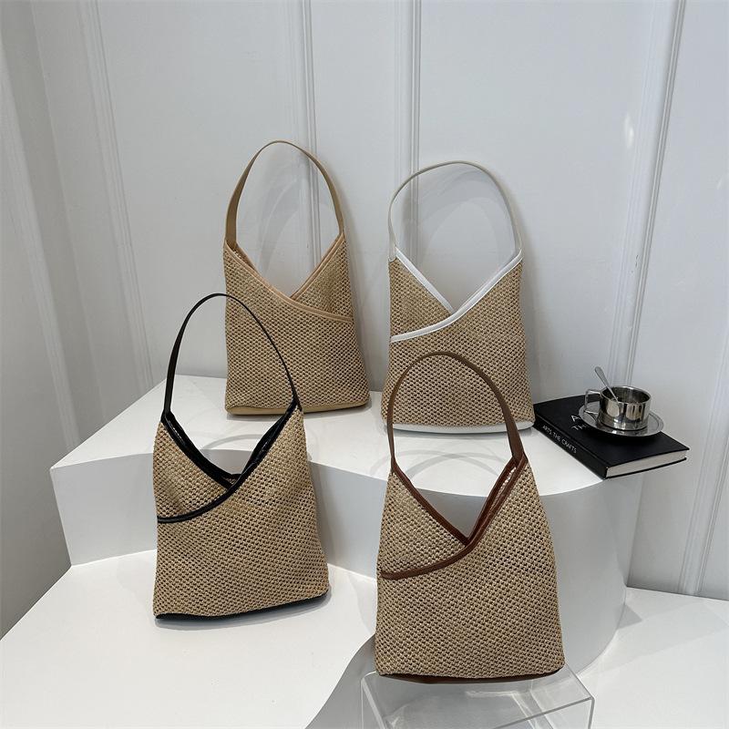 Straw Bag, Fashionable Shoulder Bag, Personalized Versatile Underarm Bag, Ethnic Style Texture Woven Women'S Bag
