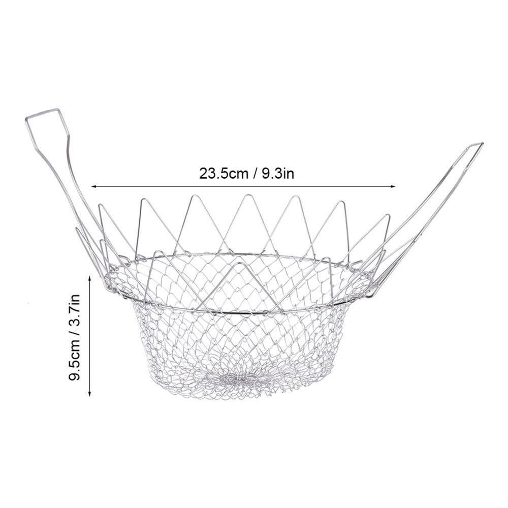 Silver Deep Fry Basket Foldable Design Fry Basket Frying Foods Washing Fruits Boiling