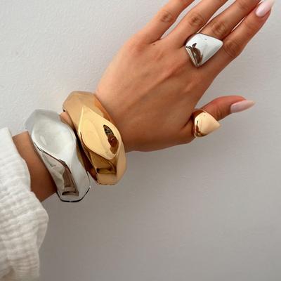 Преувеличенные украшения простой неровный глянцевый браслет персонализированный сплав круглый широкая версия открытый браслет женский