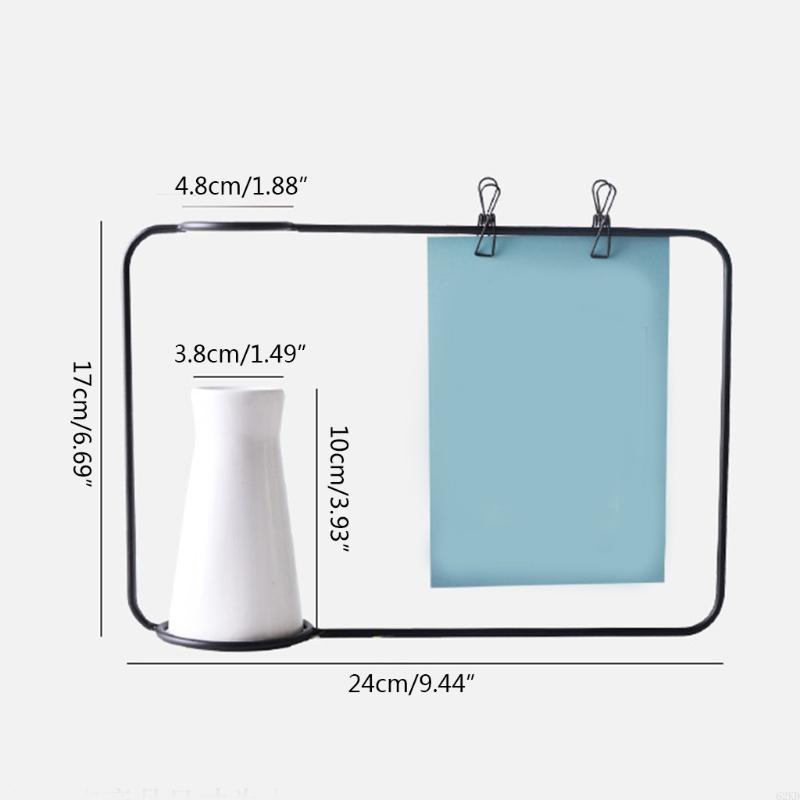 62KD Скандинавская кованая железная фоторамка с вазой, украшение для домашнего настольного декора