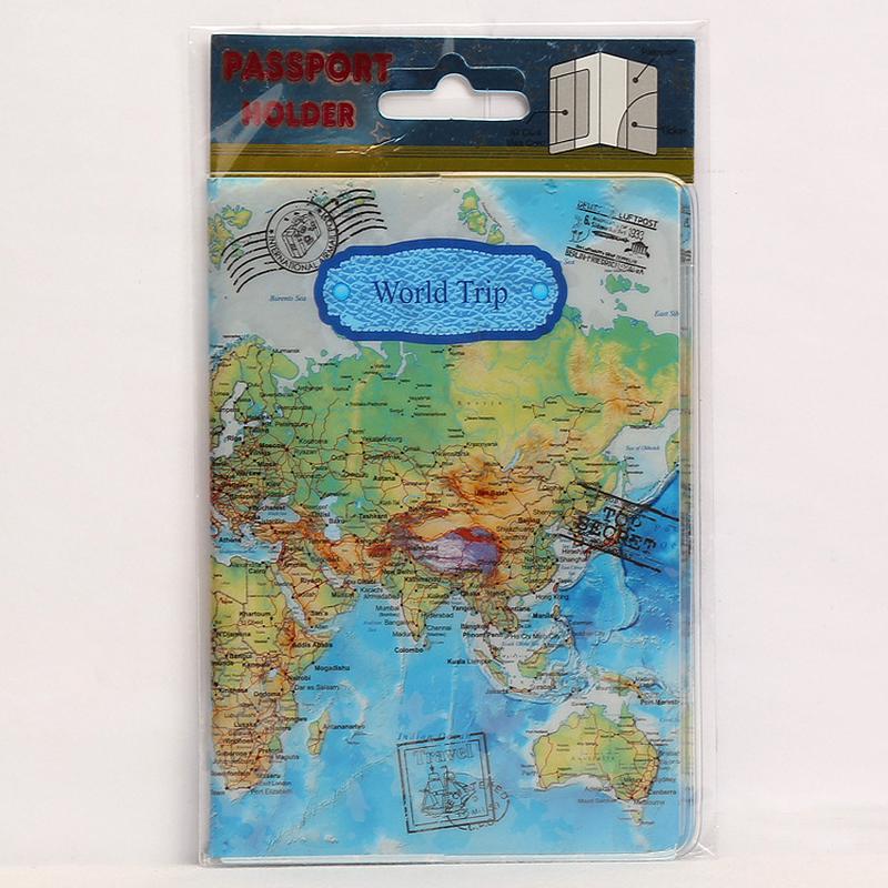New World Trip Map Travel Passport Covers PVC Leather ID Card Bag Passport Holder Passport Wallets