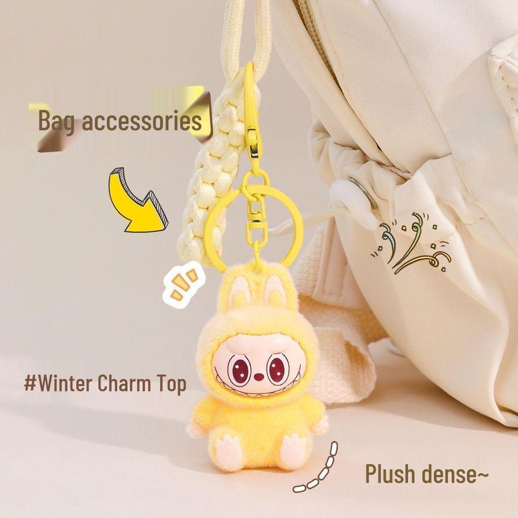 Flocked Labubu Mini Keychain & Car Pendant