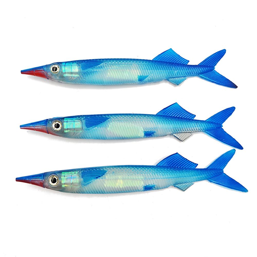 Ready Stock Weiyu High Quality 25cm 3D Lifelike Eyes Garfish Lure Worm Bait Swim Bait Fishing Soft Body Fishing Lure
