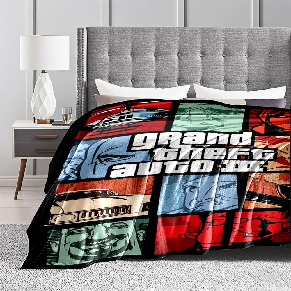 Grand Theft Auto III Graphic Design Flannel blanket for bedroom, living room, sofa, and nap