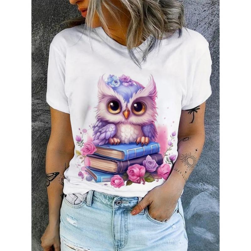 Женская футболка с принтом кота Harajuku Casual с короткими рукавами Модный тренд Женская одежда больших размеров