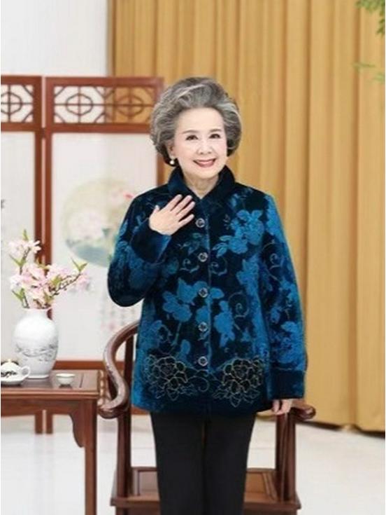 Золотисто-бархатное утепленное хлопковое пальто для женщин 60+, Зимняя куртка в стиле бабушки, Большого размера