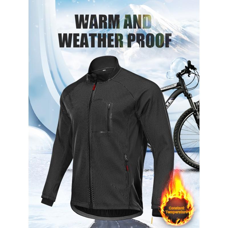 Mens Winter Cycling Jacket Warm Fleece Lined Windproof Waterproof Motorcycle Riding Coat Cold Weather