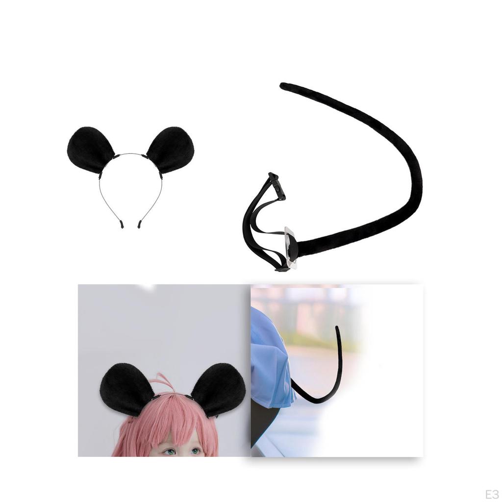 Повязка на голову с крысиными ушками, головной убор, аксессуары для волос для косплея, аниме, плюшевая повязка для женщин и детей, животное