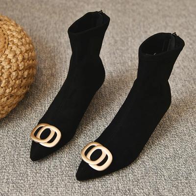Женские эластичные ботильоны-носки на высоком каблуке с острым носком, модные элегантные современные короткие ботильоны, осенняя женская обувь для танцевальной вечеринки