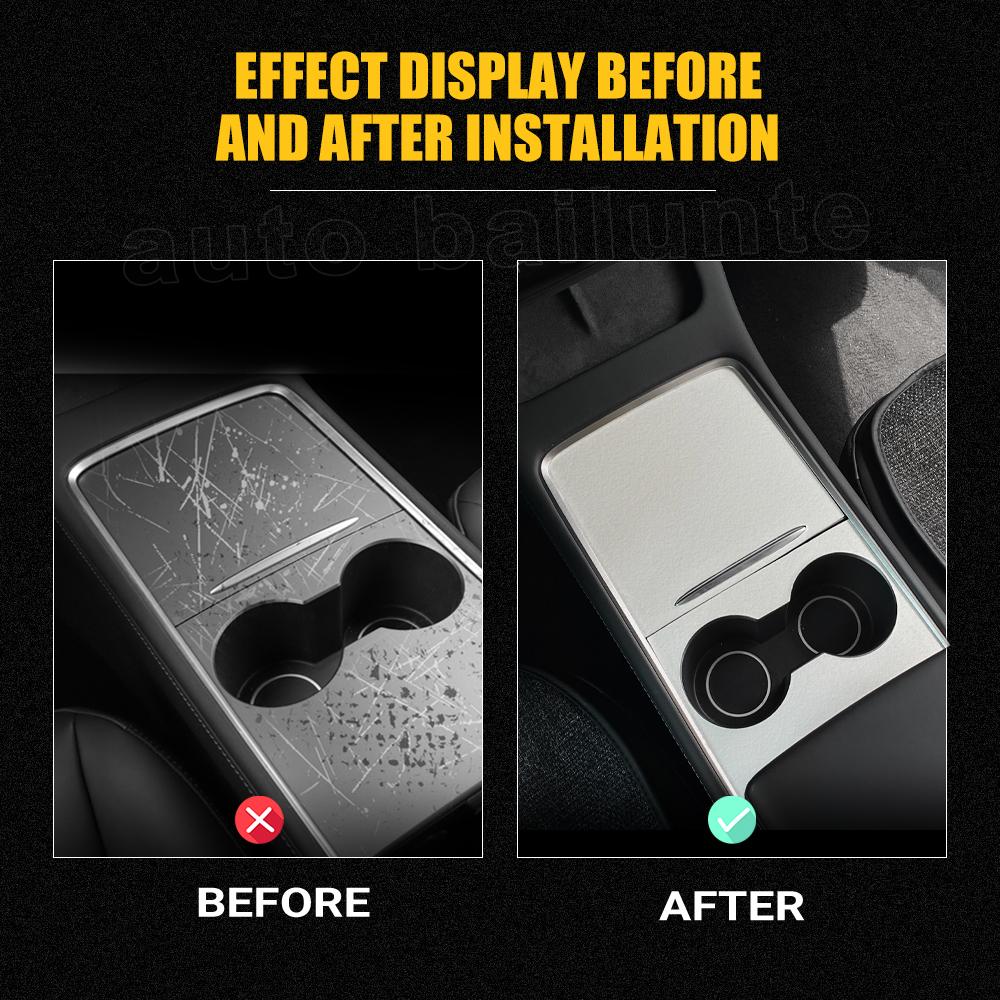 Car Center Console Cover Protector Leather Central Control Panel Sticker For Tesla Model 3 Model Y 2022 2023