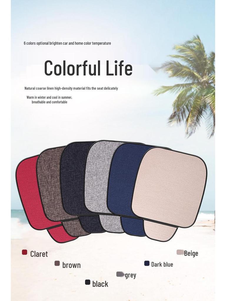 All-Season Linen Car Seat Cushion Set: Three-Piece Universal Fit for Driver/Passenger and Rear Seats