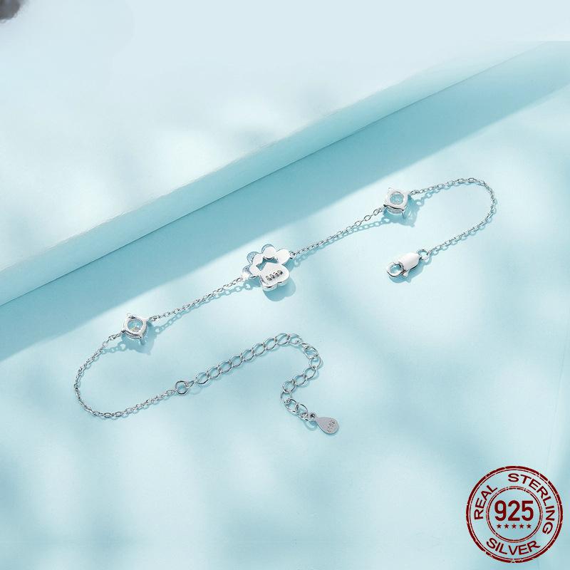 Новый изысканный опал S925 серебряный браслет ниша легкий роскошный стиль браслет с принтом кошачьей лапы ювелирный подарок