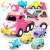 Набор игрушечных машинок-переносок со светом и звуком, розовая игрушка для девочки, малыша, двухслойный транспортный грузовик с фрикционным приводом, подарок