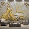 Обои для стен 3 D фотообои фрески 3d рельефный золотой павлин фон настенная бумага Papel De Parede украшение дома