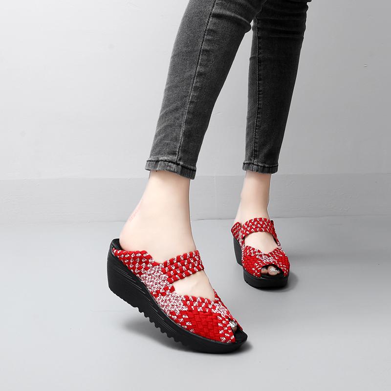 Женские прогулочные слипоны, ортопедические женские туфли-лодочки на платформе для диабетиков, легкие тапочки на танкетке, женские повседневные тапочки