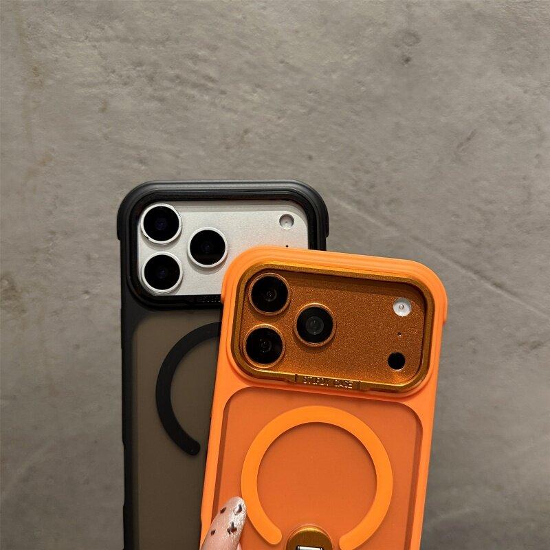 Matte for Bracket Case for For Iphone 17 16 1 Pro Max 14 Plus 12 13 Magnetic Stand Frosted Bumper Shockproof Cover