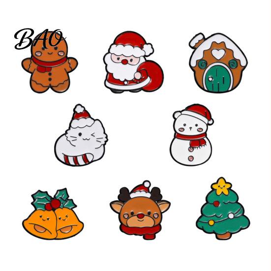 Scarves Decorative Pins Christmas Cartoon Enamel Brooch, Santa Claus Elk Snowman Tree Badge Pin, Alloy Festive Badges Bags Clothes Accessory