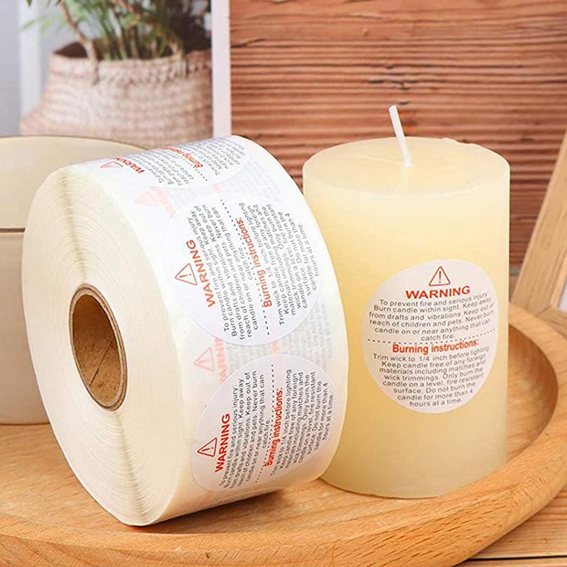 500Pcs Candle Warning Label Candle Jar Container Stickers Melting Safety Label