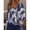 Abstract Painting Geometric Plaid Print V-neck Elegant Long-sleeved T-shirt Casual Daily Sports Shirt New Women's Long-sleeved Top