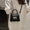 Chic Pu Leather Handbag For Women 2024 Summer Trendy Bow Detail Shoulder Bag