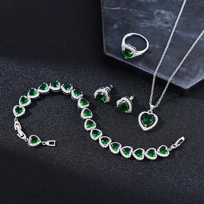 Комплект ювелирных изделий Love Zircon, модные женские ожерелья, серьги, кольца в форме сердца