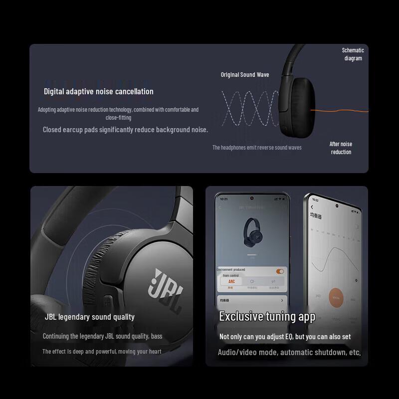 JBL Tune 770NC Wireless Noise-Cancelling Over-Ear Headphones