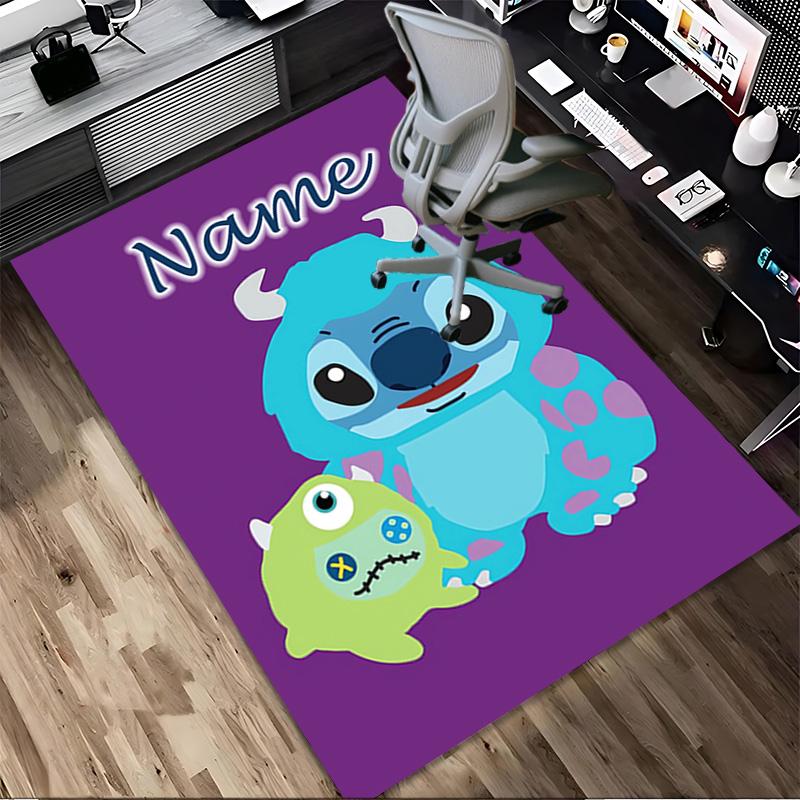 Personalized Name Stitch's Sign Living Room Non-Slip Area Rug Soft Carpet for Bedroom Kids Playroom Sofa Office Home Decor Doormat