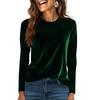 Women's Fashion Golden Velvet Solid Colour Round Neck Long Sleeve T-Shirt Top