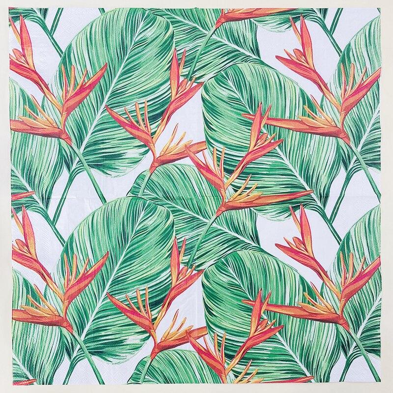 Одноразовые салфетки для вечеринок двухслойные, 20 шт./упак., с рисунком зеленых листьев