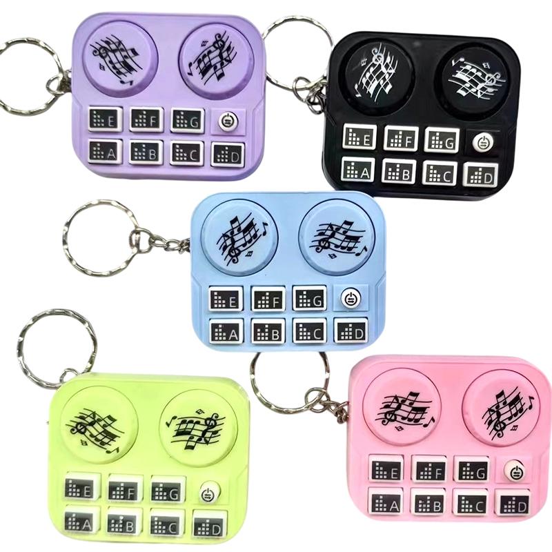 Creative Mini Dj Machine Music Keychain Funny Luminous Sound Toy Keyring Car Key Holder Bag Pendant Backpack Hanging Decoration