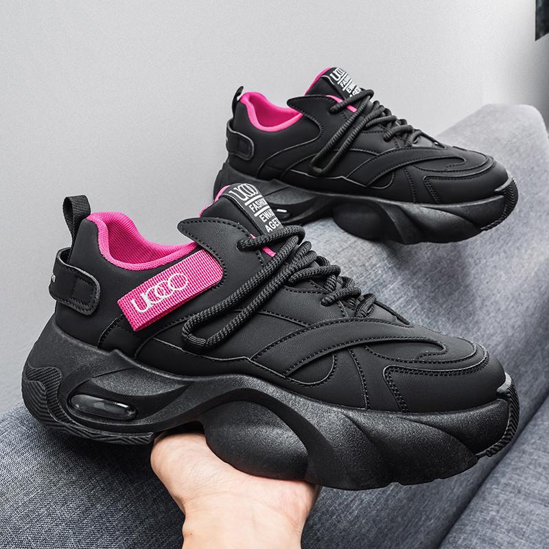 Chunky Sneaker for Men Thick Sole Versatile 2026 New Trend PU Lace Up Breathable Casual Sports Shoes Increased Soft Soles Shoes