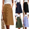Women's Casual Loose Casual Pocket  A-line High Waisted Mid Length Skirt With Pocket