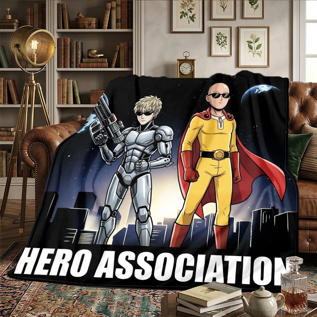 One-Punch Man Warm Comfortable Printed Flannel Blanket, For Bedrooms, Sofas, Beds, Chairs, Picnics, Travel -HE40