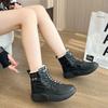 Зимние кроссовки, новые женские туфли на платформе 2024 года, модные со шнуровкой, сохраняющие тепло, короткие плюшевые ботильоны для женщин, повседневная хлопковая обувь