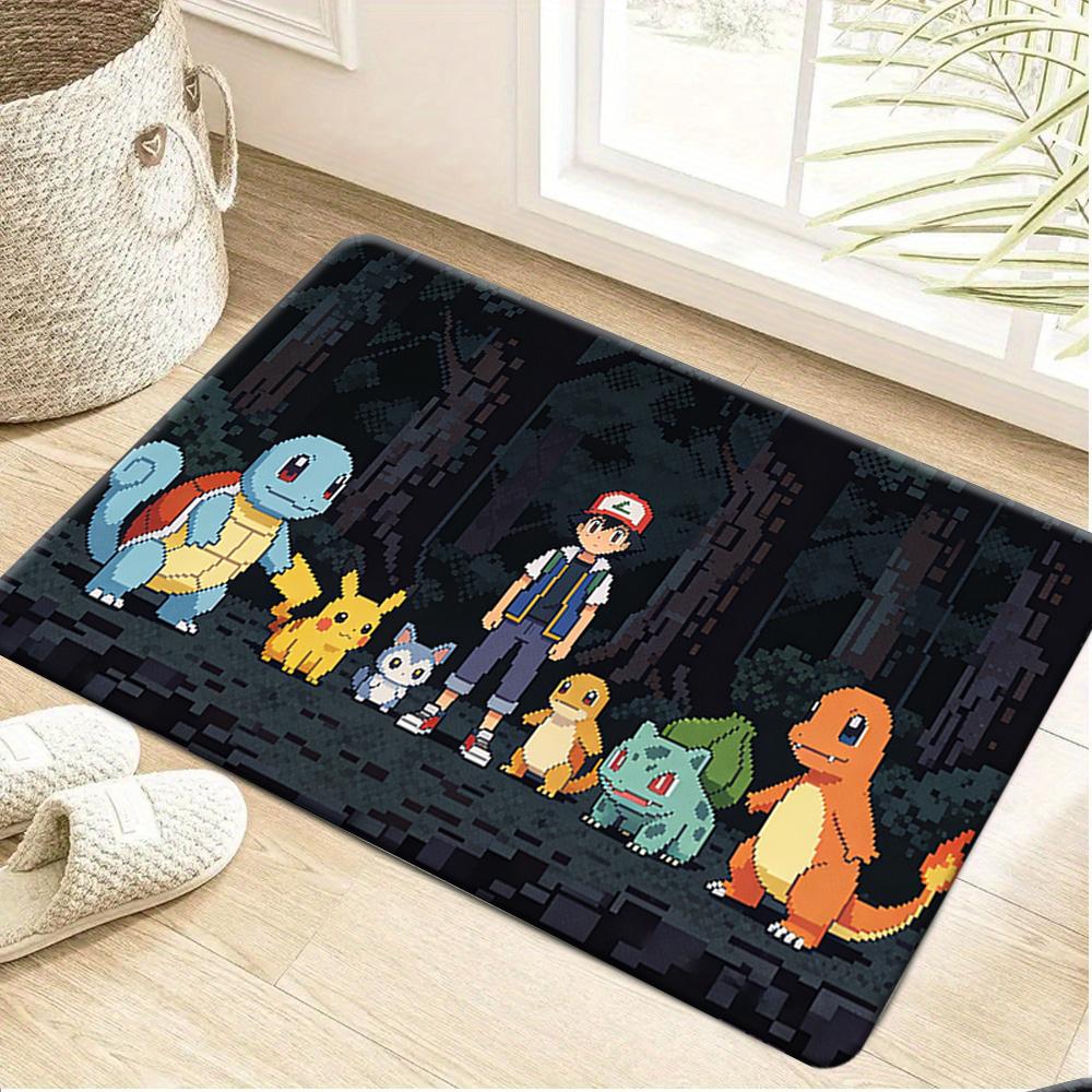 Cute Squirtle Cartoon Print Non-slip Doormat, Soft Absorbent Floor Rug for Home Decor