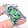 Ruby Zosite, Diopside Lab-Created 925 Sterling Silver Pendant 2.68" T9o95