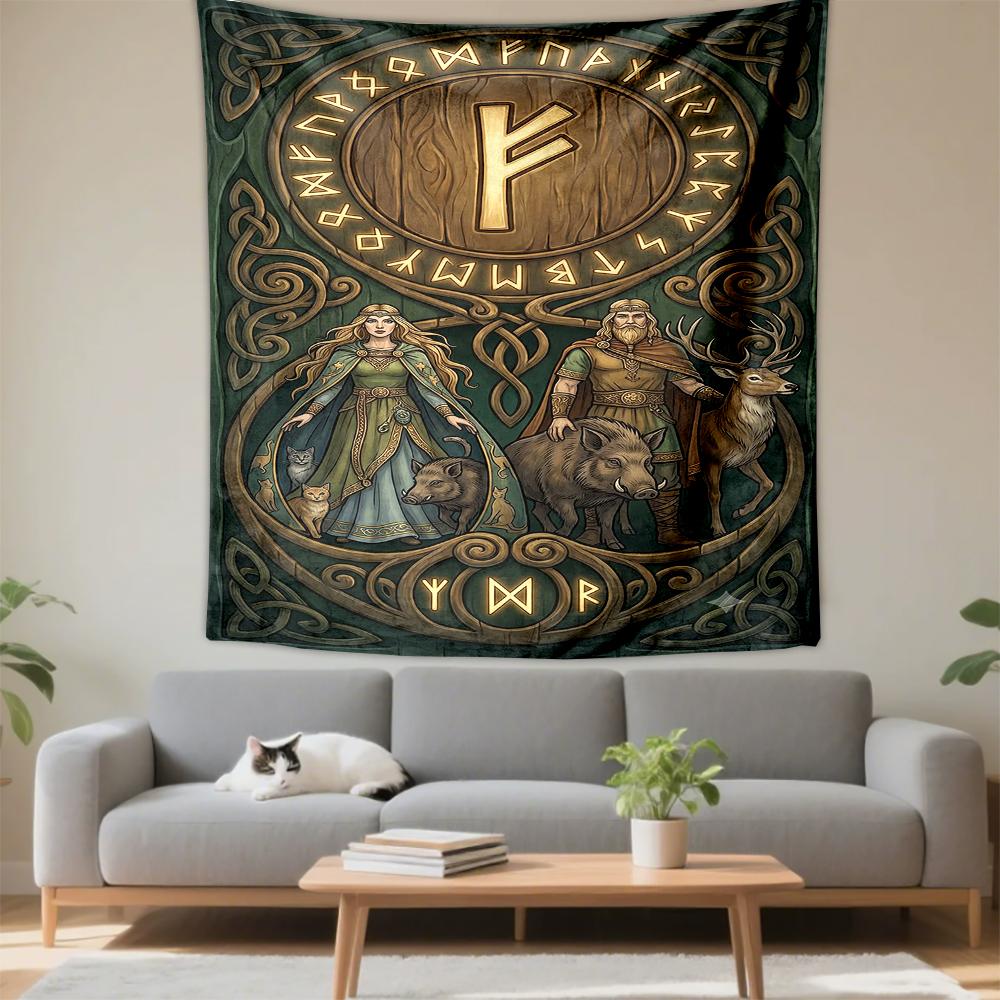 Nordic Mythology Illustration Patterned tapestry for bedroom and living room home decor