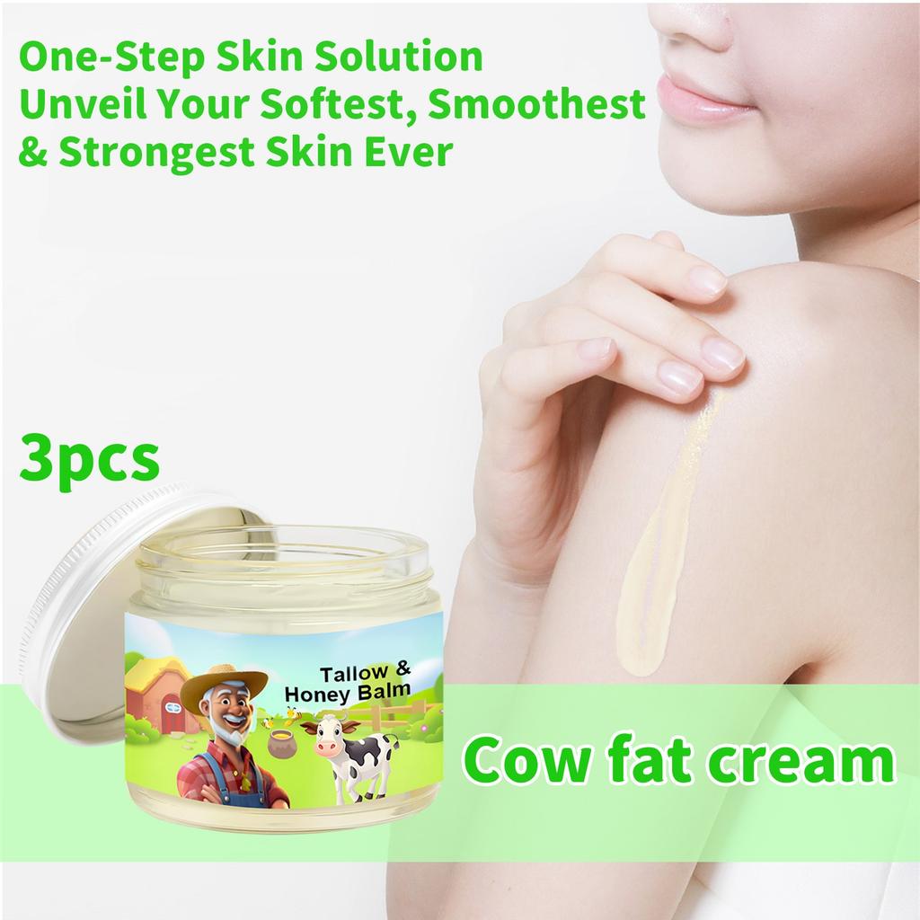 Бальзам с жиром и медом, увлажняющий крем для лица с жиром, говяжий жир для кожи, полностью натуральный увлажняющий крем ручной работы с жиром травяного откорма и диким медом для гладкости