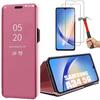 Case - BOOLING - for Samsung Galaxy A34 5G - Pink - with 2 Tempered Glasses - Mirror Effect Protection